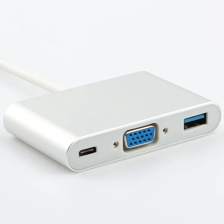 Type C 3 IN 1 Converter Adapter Type C to VGA+USB+PD HUB Factory price USB 3.1 Type C Multifunction adapter