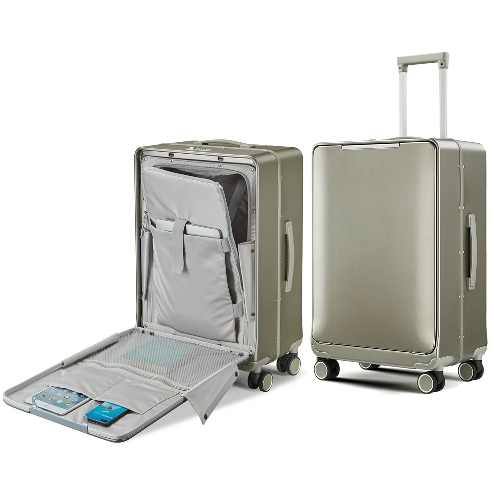 Premium PolyCarbonate PC Luggage With One Button Push-to-Open Front Pocket 20/24 Inch Ready to Ship