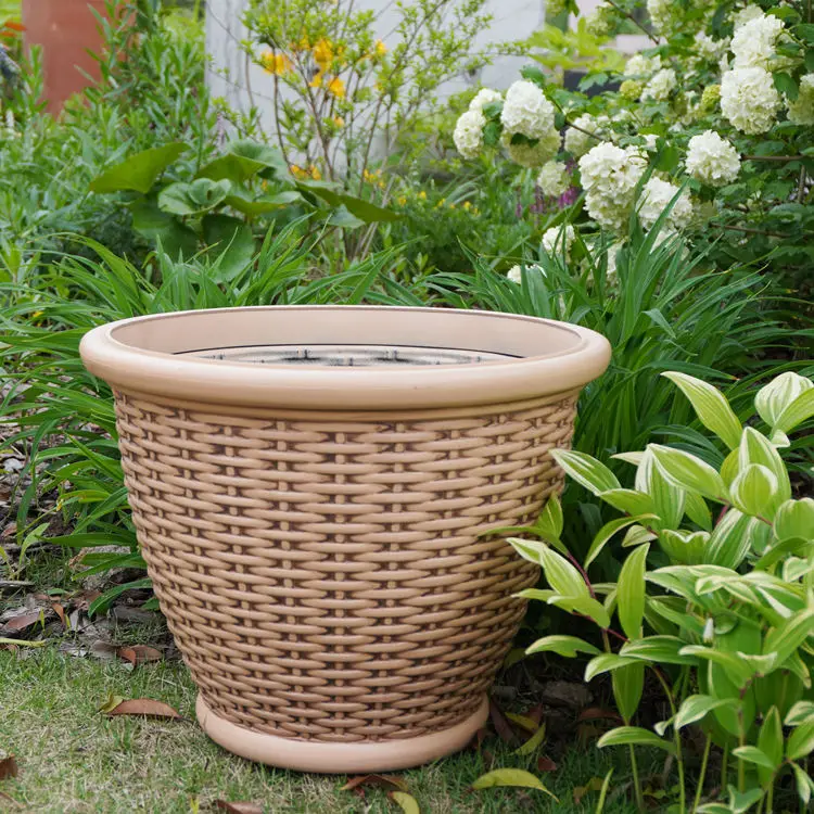 Popular Design Vietnam-Wicker-Planters Tall Wicker Small Seagrass Flower Pot Pots For Plants Verified Supplier Plastic Resin Rat