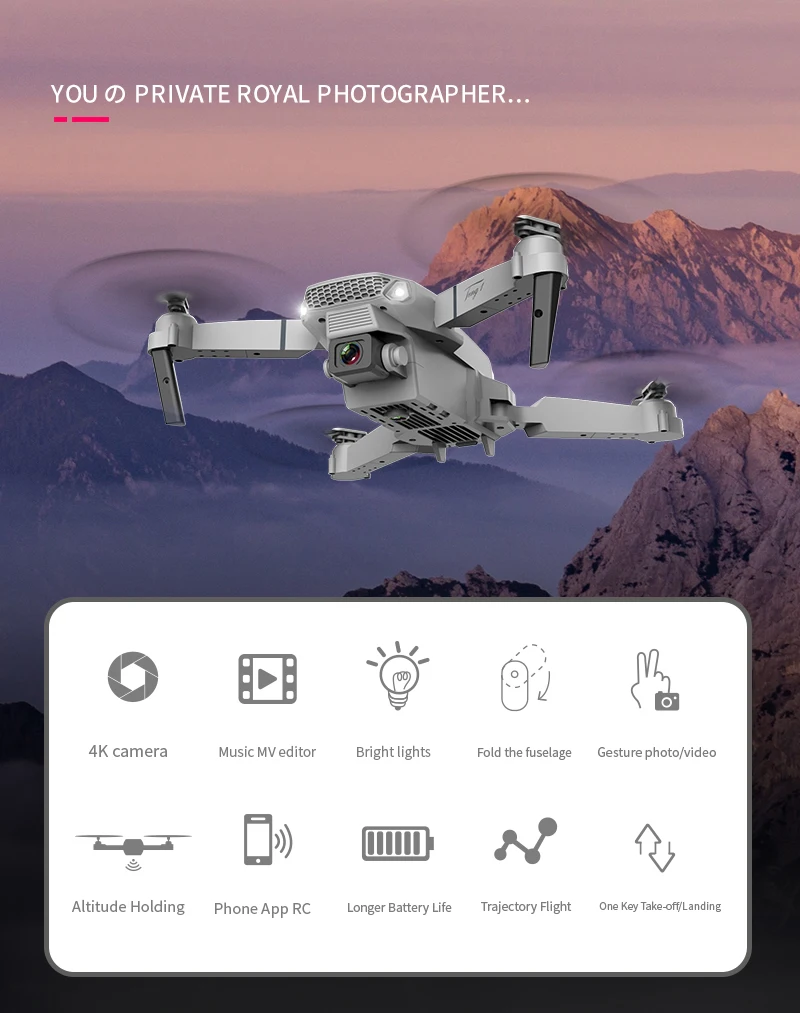 Wifi Fpv Drone With Dual 4k Hd Camera And Wide-angle Live Video Drone Mini E88