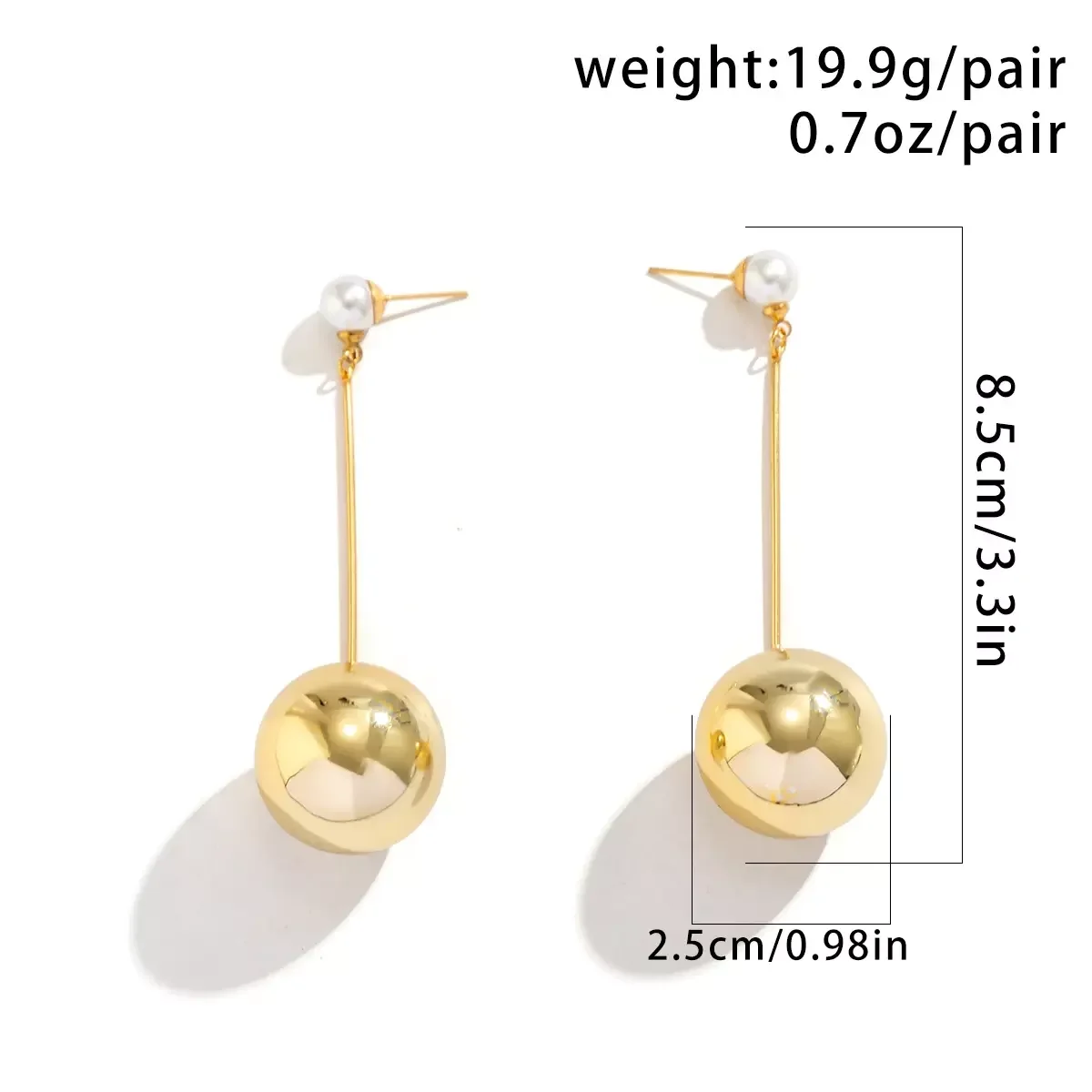 SHIXIN Exaggerated CCB Plastic Ball Pendant Long Drop Earring for Women Punk Fashion Pearl Dangle Earrings Gift New Arrival
