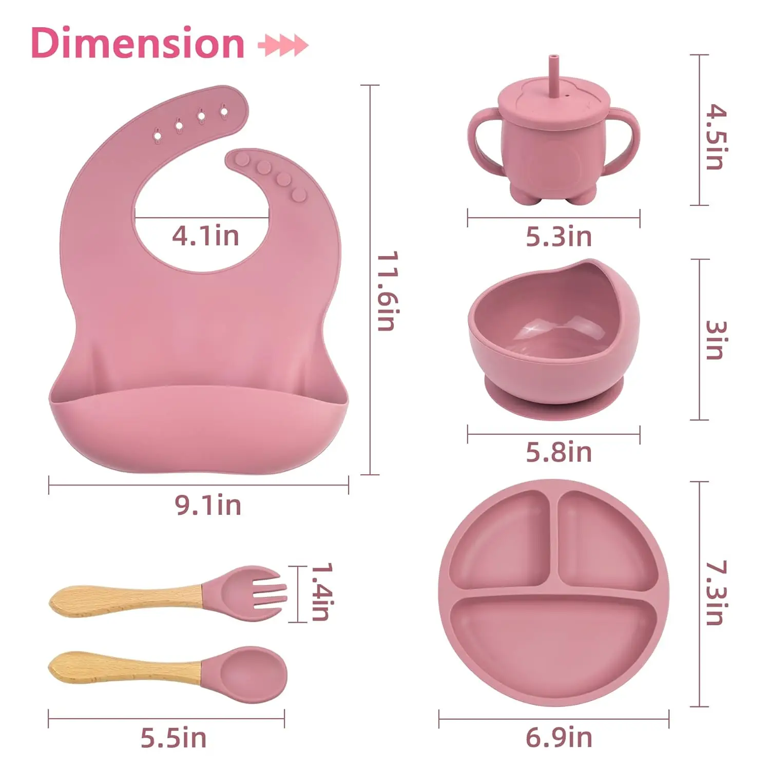 Factoey Customize logo hot sale  baby suction bowl with spoon and fork and bib silicone baby feeding set