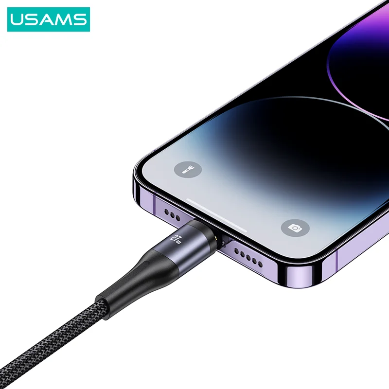 USAMS US-SJ600 US-SJ600 U83 3IN1 Transparent Digital Display PD100W Fast Charging & Data Cable 1.2m  C To C+L+M