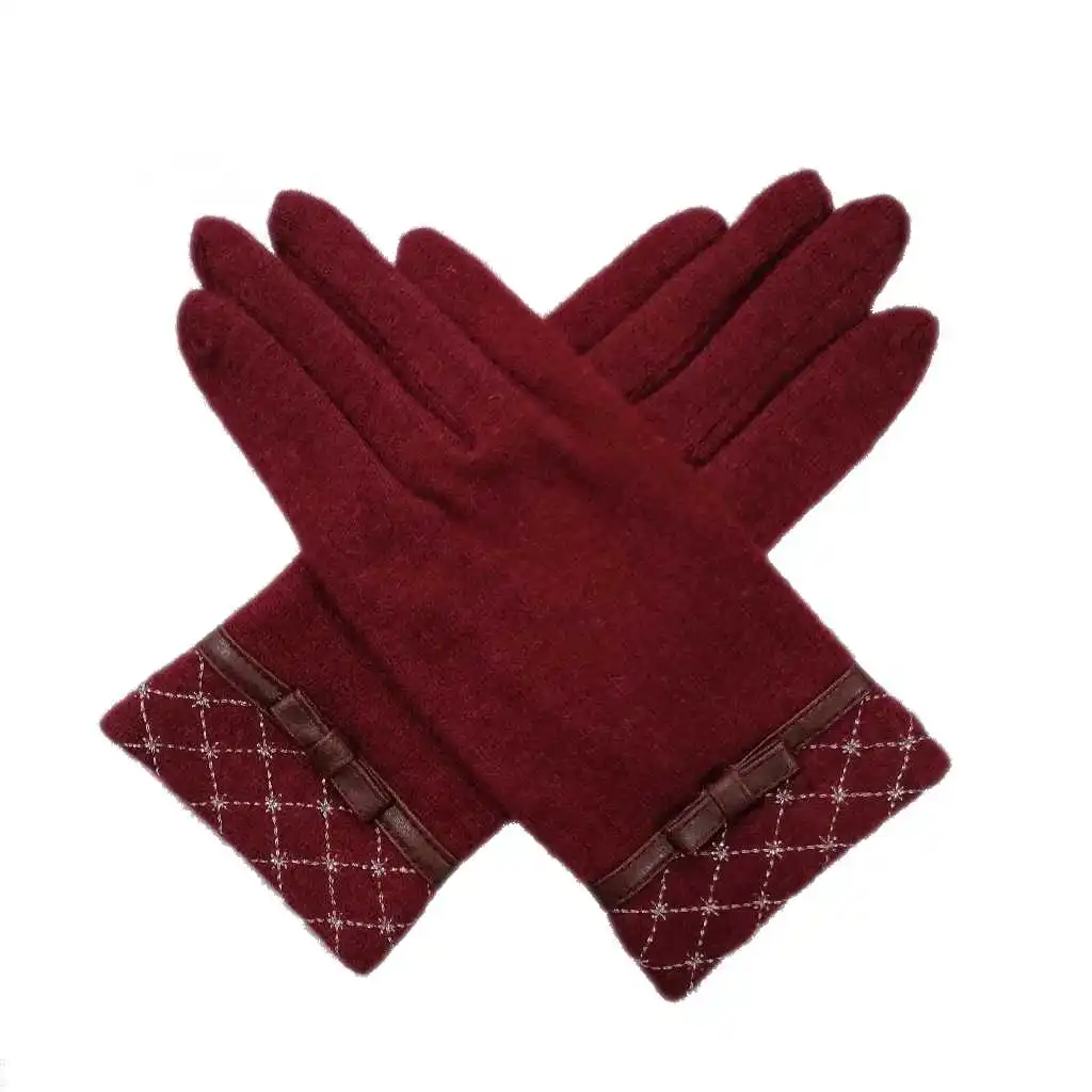 
Women winter knitted fashion bow design warm long gloves 