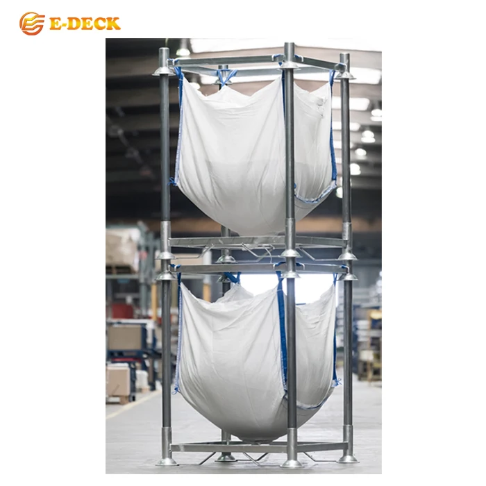 Heavy duty detachable mobile hot dip galvanized metal storage stackable forklift bulk big bag rack pallet for ton bag storage