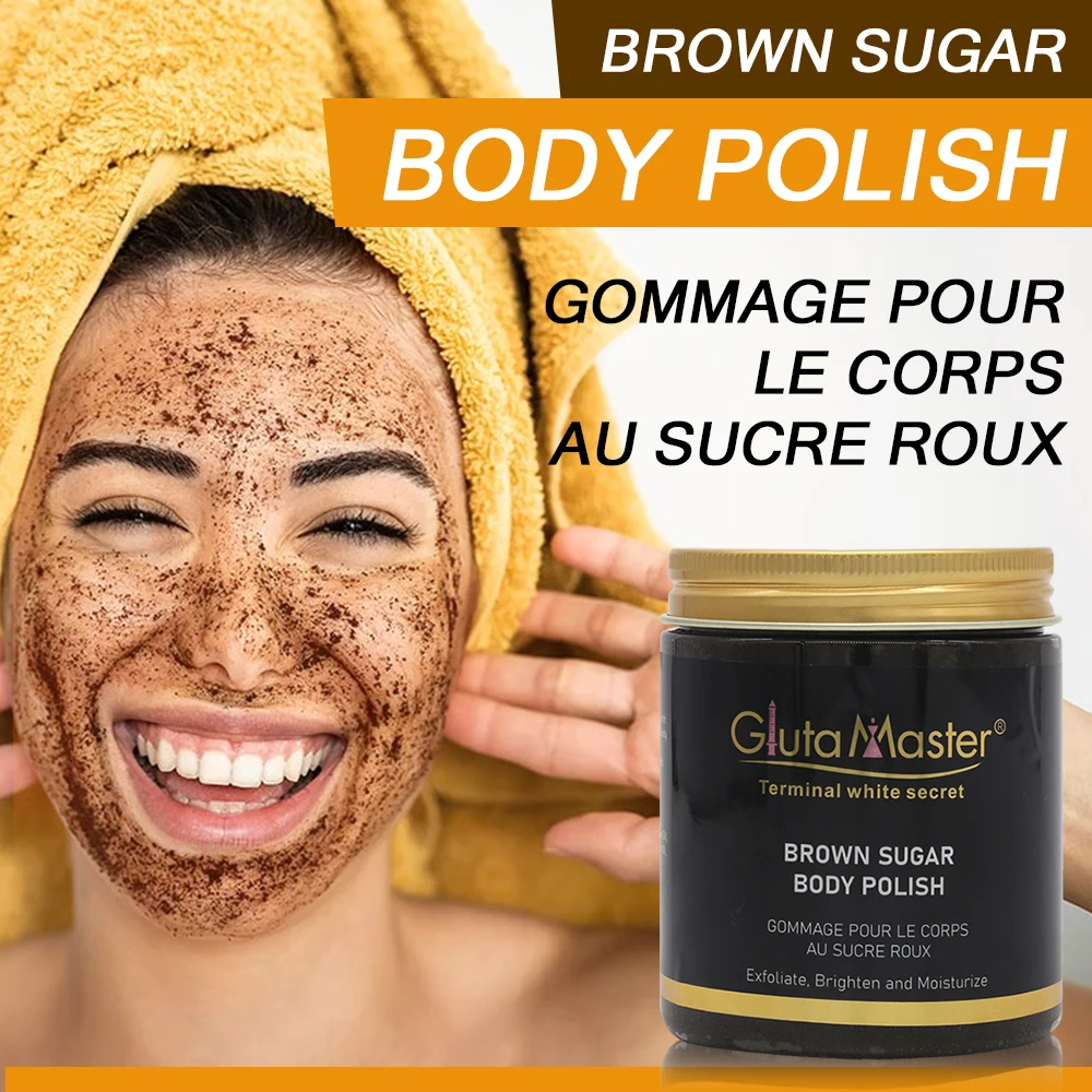 Private Label Best Brown Sugar Body Polish Exfoliating Brightening Moisturizing Even Skin Tone Natural Skincare Face &Body Scrub