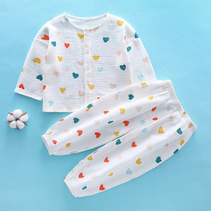 breathable  muslin cotton  and baby set clothing  kids clothes set toddler clothes lounge wear