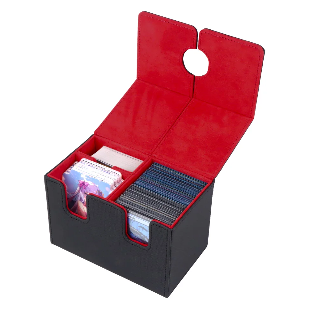 Custom Printing PU Trading Card Storage Box For MTG TCG Card Deck Box 100+ Customized LOGO Full Grain Leather Card Game Deck Box