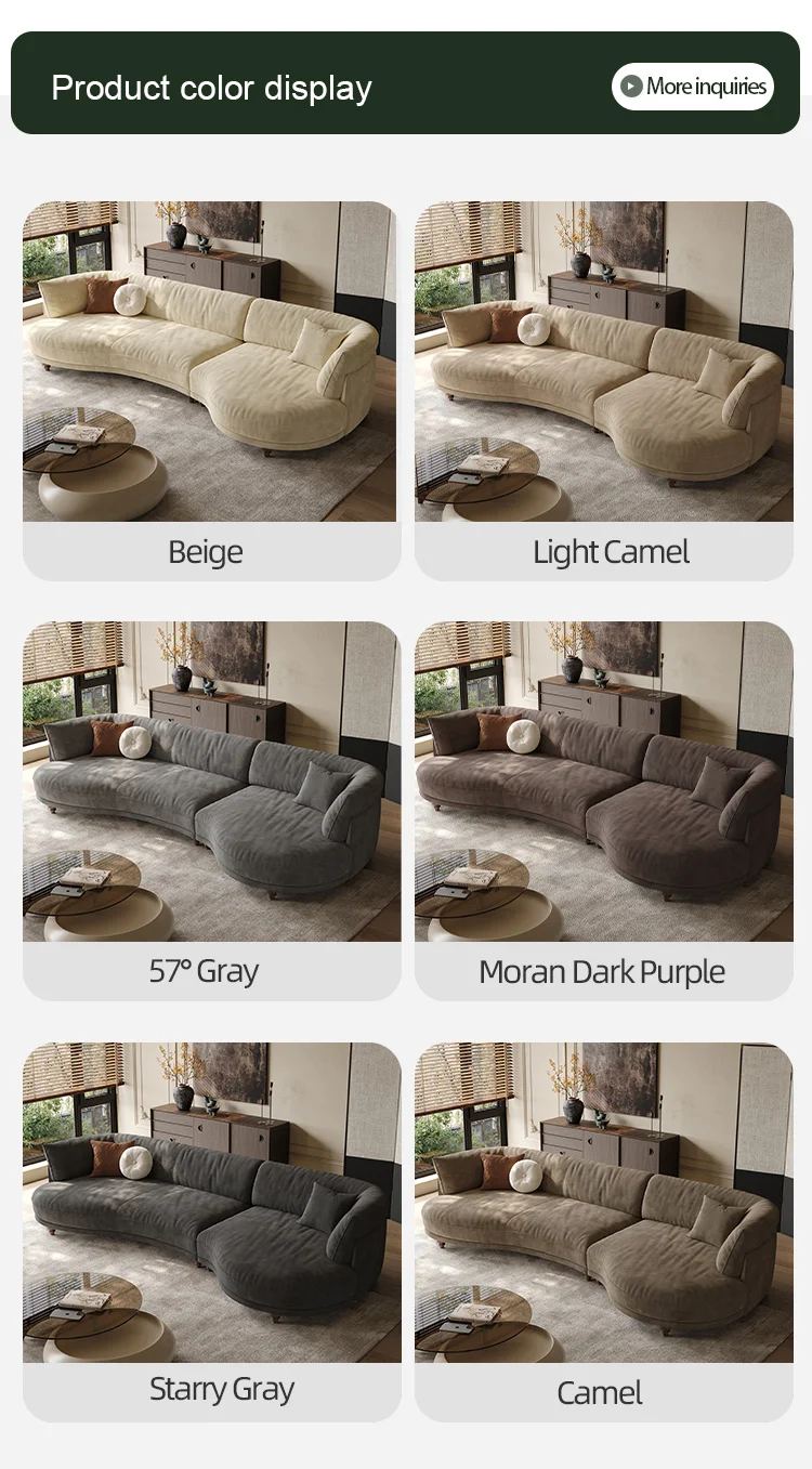 French Elsa Velvet Fabric sofa designs bed sofa furniture modern 3 or 4 seats Italian minimalist curved lunar new model sofa