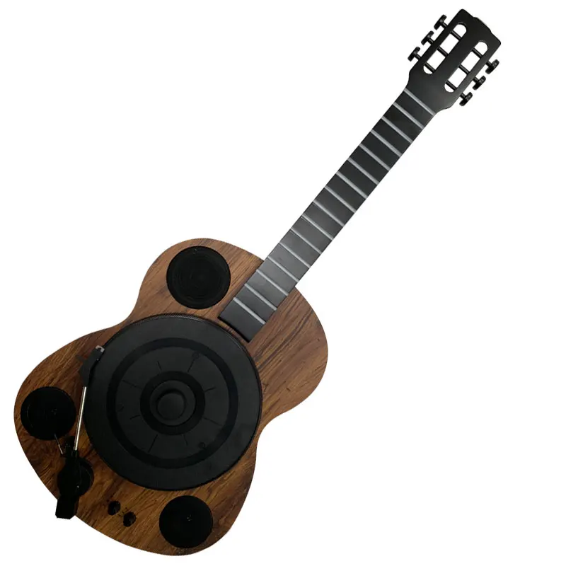 Горячий продавать беспроводной Встроенные динамики 3-скоростной поворотный стол Винтажный стиль Виниловый проигрыватель гитара Форма