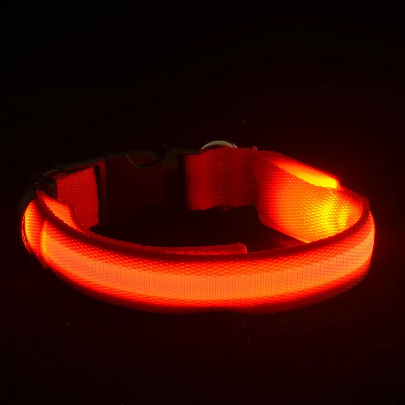 Pet Night Safety Cord Flashing Glow Colorful Anti-Lost LED Dog Collar with 4 Sizes 7 Colors