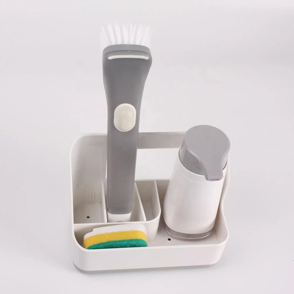 Space saving customizable creative plastic kitchen organizer sponge holder sink caddy with drain