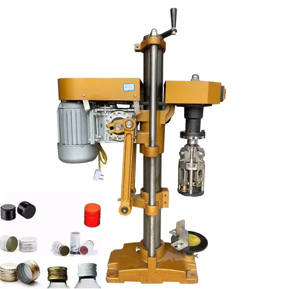 Semi-automatic Olive Oil Vinegar Sparkling Wine Alcohol Bottle Aluminum Capping Screw Closer Withholding Machine