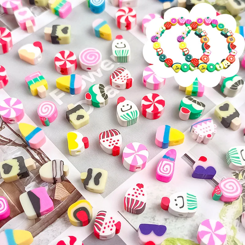 Multiple Styles 100PCS/1Bag 10mm Spacer Beads Clay Beads Polymer Clay Beads For Jewelry Making DIY Handmade Jewelry Crafts