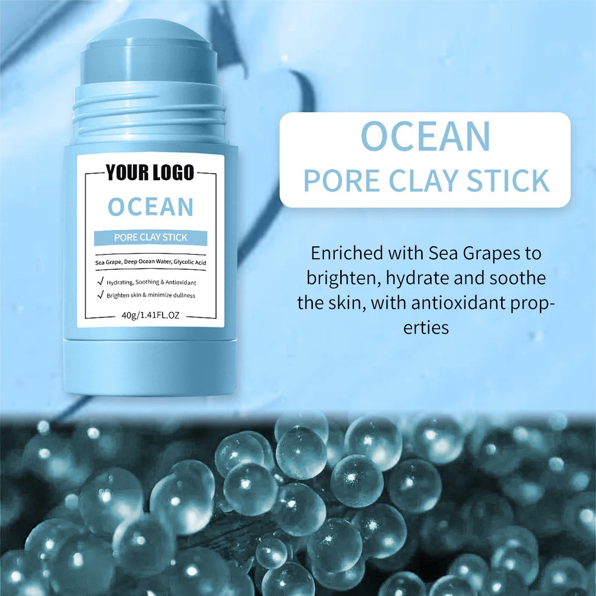 Ocean Mud Film Stick Deep Cleaning Brighten, Hydrate Skin Film Moisturizing Shrink Pores Brightening Solid Facial Mask Cream