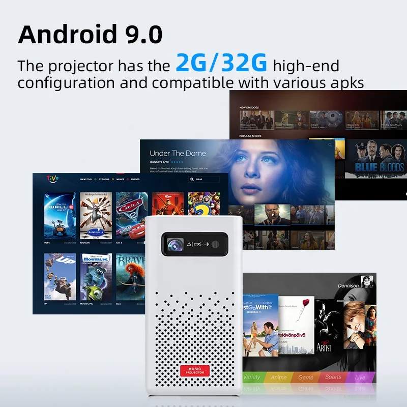  Умный мини-проектор 4K HD Led bi led регулируемый проектор для телефона Android