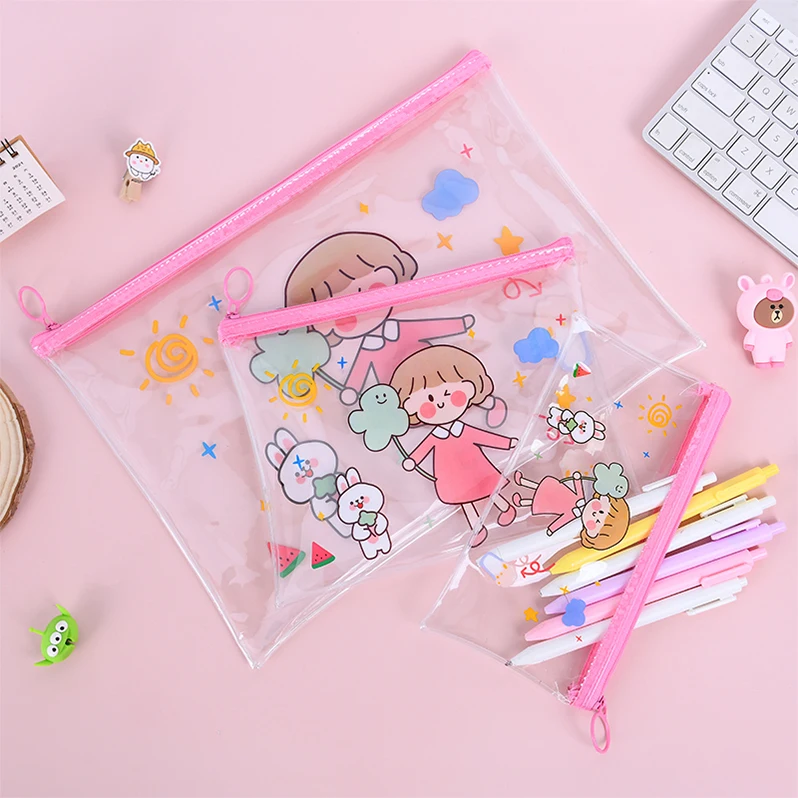 Customized Plastic PVC zipper Pen Case Students Stationery Pouch Transparent Pencil Case Storage Bag