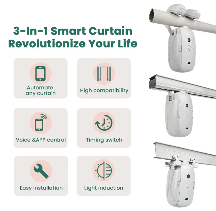 3 in 1 Smart Tuya WIFI Automatic Curtain opener Voice Control Electric Wireless Smart Home Curtains Robot