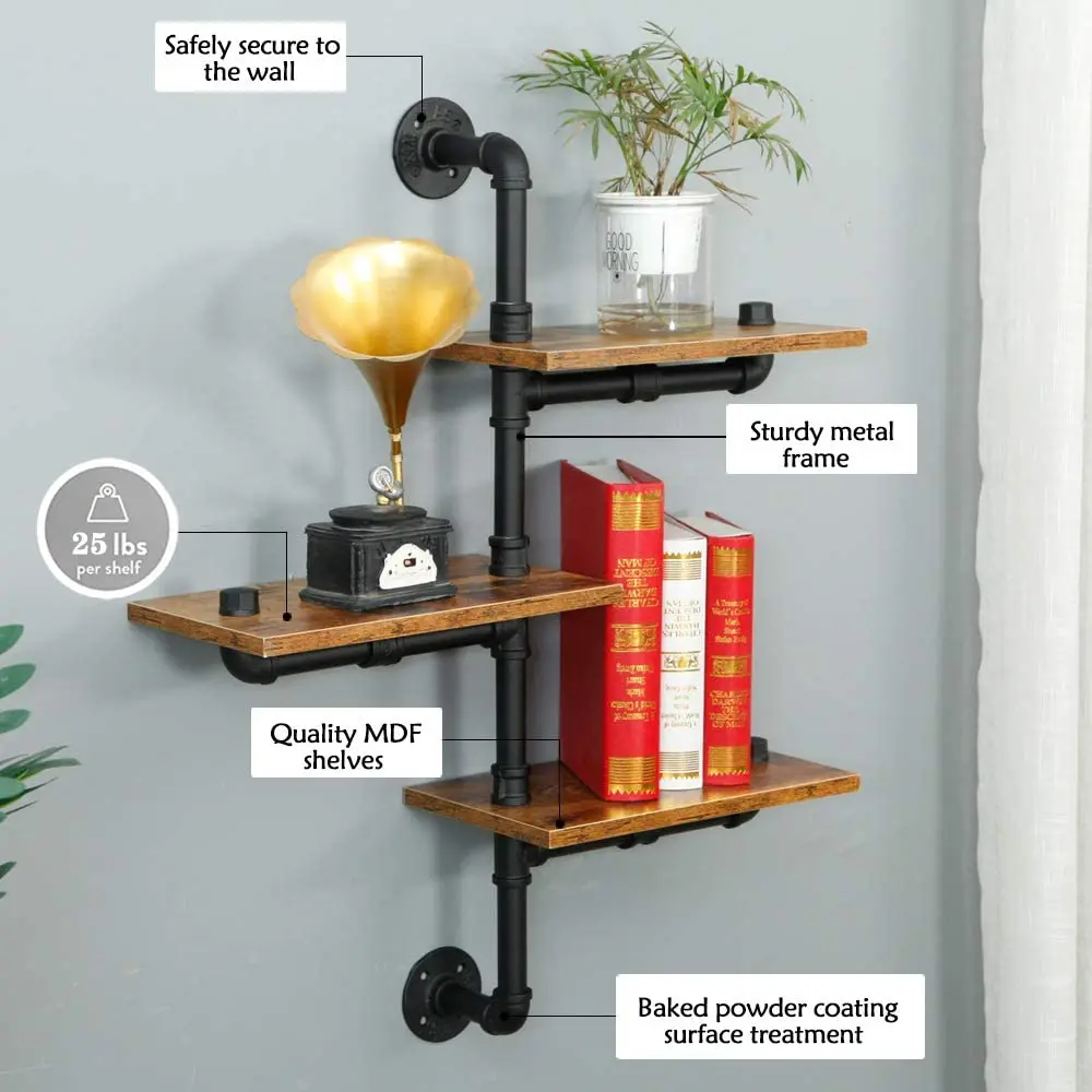 3/4 inch black cast iron pipe fittings 4 holes floor flange for decoration Wall Mounted Metal Floating Shelves