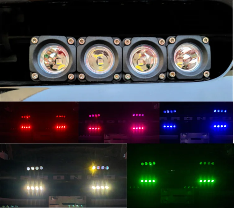 4Pcs DIY 5D RGBW Light Bar with lens Fog Light 40W Colorful LED Driving Work Light Bar For Off Road Car Truck Jeep ATV UTV