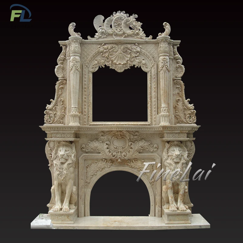 Finelai good quality huge freestanding fireplace stove with lions