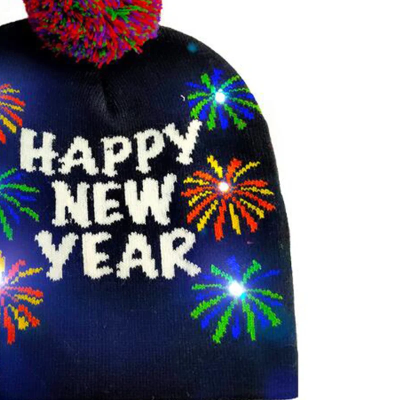 Новинка 2020, забавная вязаная шапка на Рождество со светодиодами, теплая шапка для детей и взрослых, шапка на Новый год и Рождество