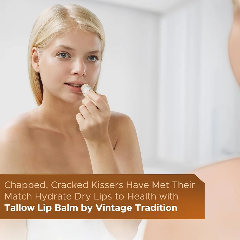OEM Pure Grass-Fed Moisturizing Beef Tallow Lip Balm Hydrates & Soothes Dry Lips