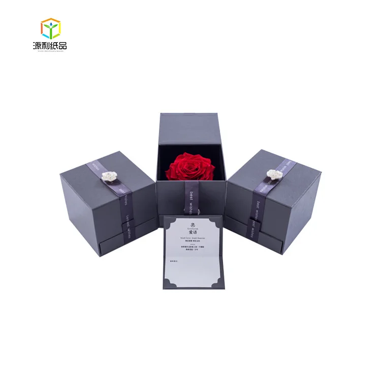
Luxury Custom Drawer Rose Gift Box Double Opening Gift Packaging Flower Box With Ribbon 