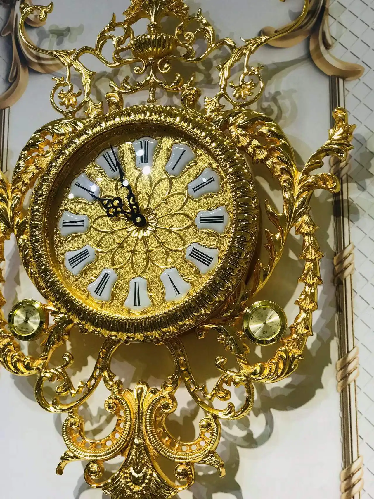 European Design Wall Clock Luxury Decoration Wall Clocks Handmade Golden Antique Style Wall Clock