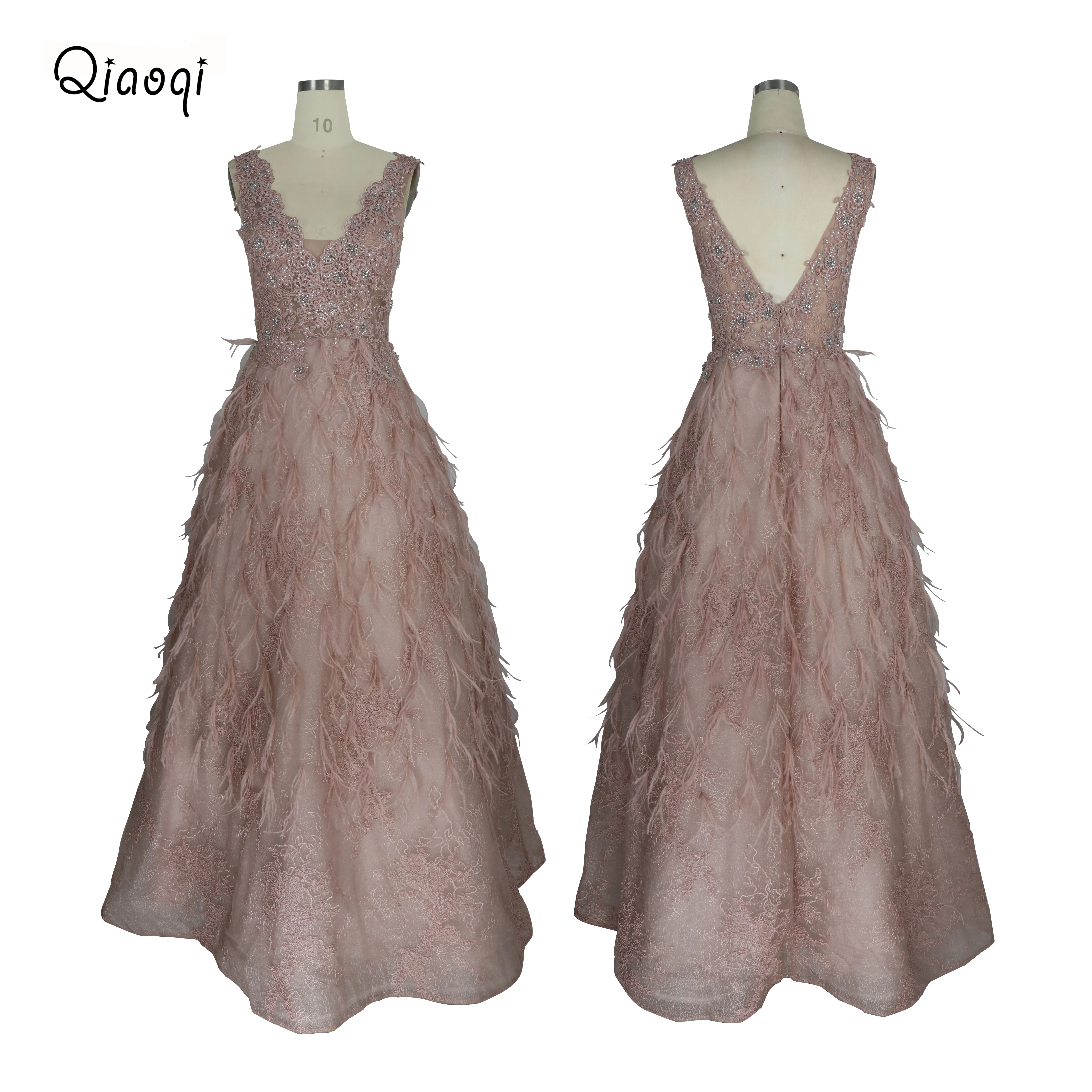 
Женское длинное вечернее платье со стразами, элегантное розовое платье без рукавов с V-образным вырезом и бусинами 