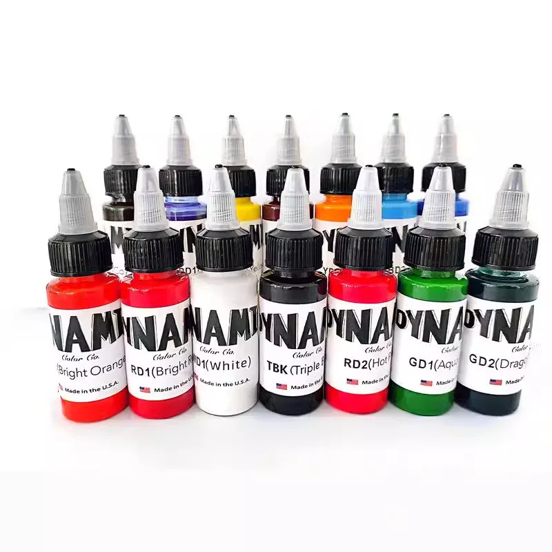 Hot selling dynamic ink tattoo pigment master 14 color permanent makeup pigment set semi permanent PMU ink label tabletop tattoo