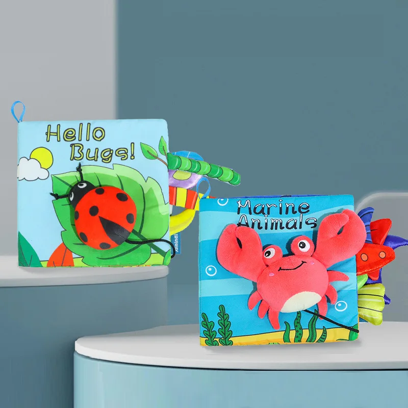 Story Cloth Books  Interactive Colorful Bugs and Marine Animals Crab Soft Fabric Book for Early Educational