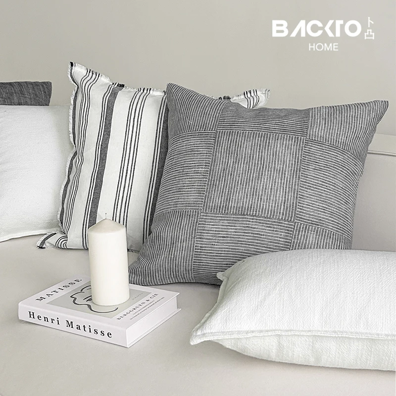 Home Decor Cotton Linen Jacquard Sofa Pillow case Elegant Flaxen Cushion Cover for Living Room Home Decor