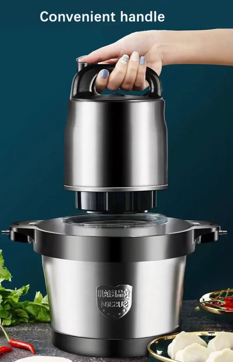 stainless 10l fufu german mini machine 6l chopper steel cutter, mincer electric meat grinder/
