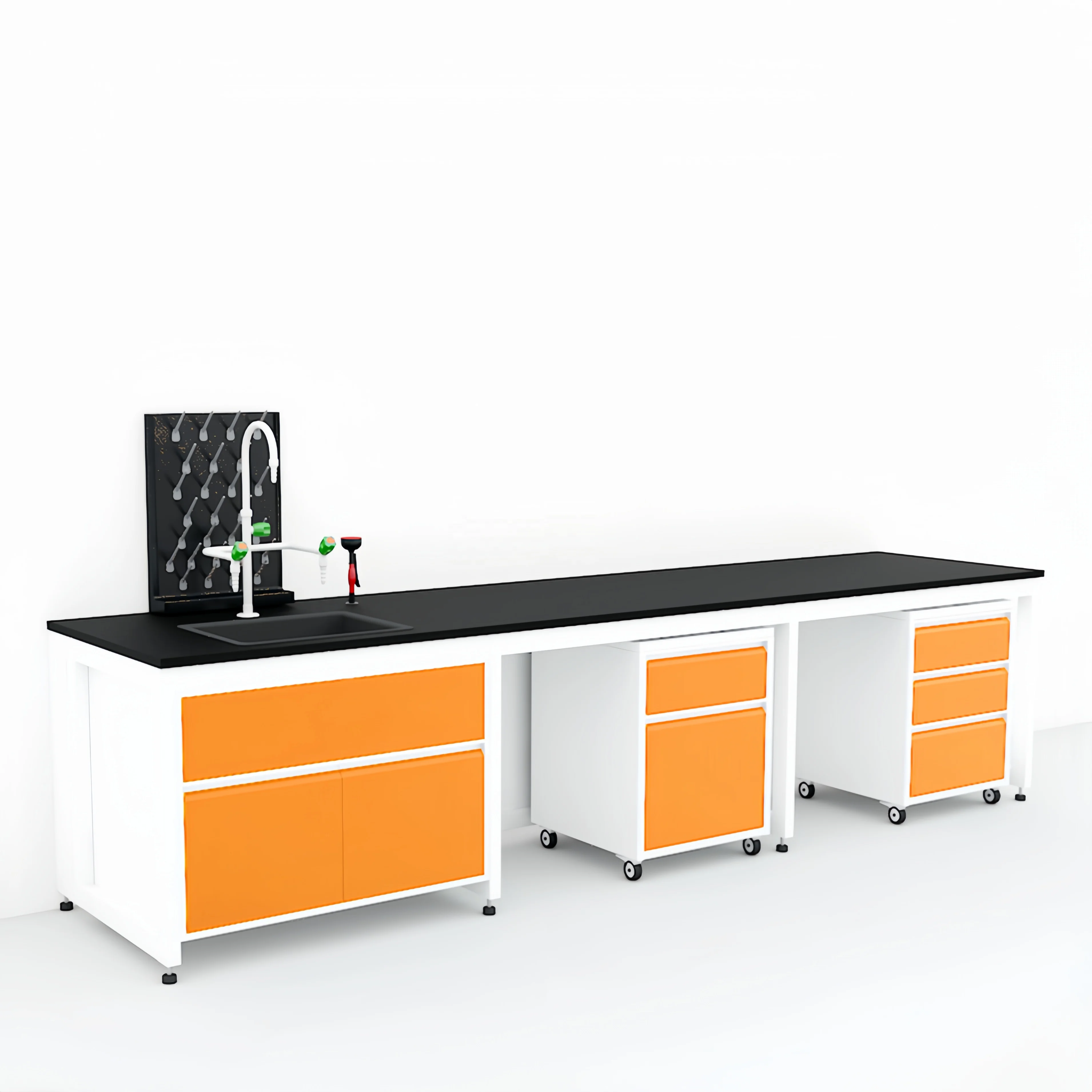 Orange Mobile Modular Chemical-Proof Laboratory Furniture H-Frame Lab Work Bench