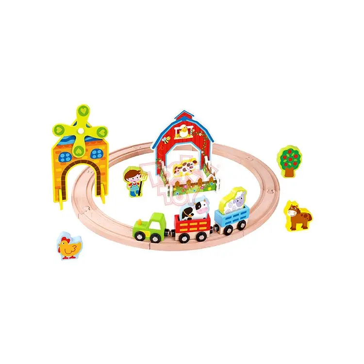 Wooden Toy Farm Train Set