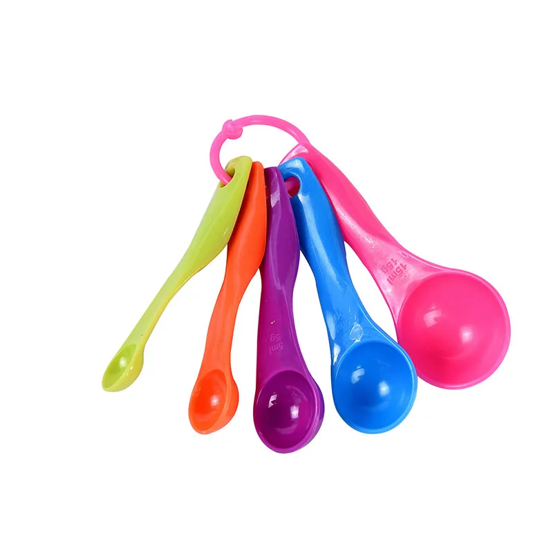 
5 Pieces With Scale High-quality Thick Plastic Color Measuring Spoons 