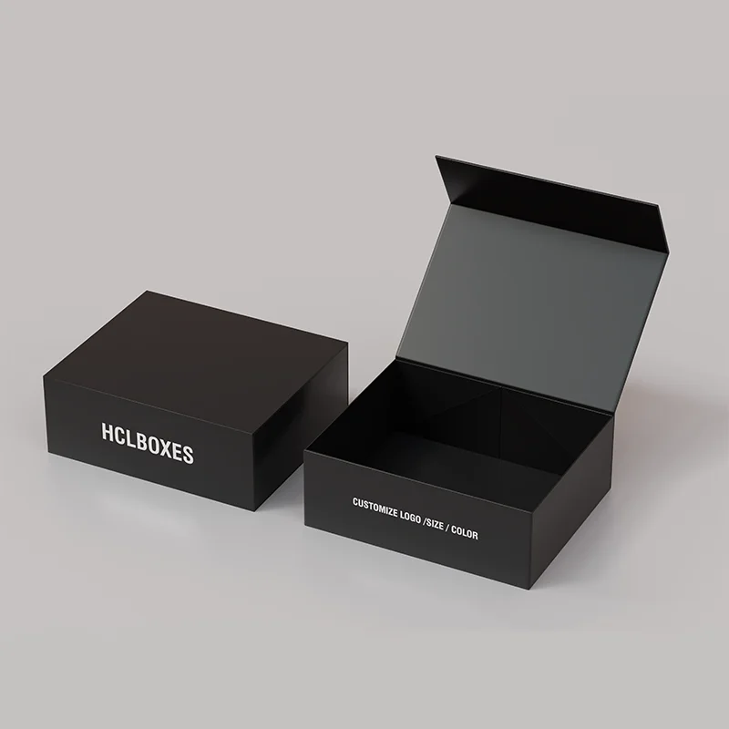 Custom designed green flat small foldable luxury packaging gift boxes clothing magnetic folding box