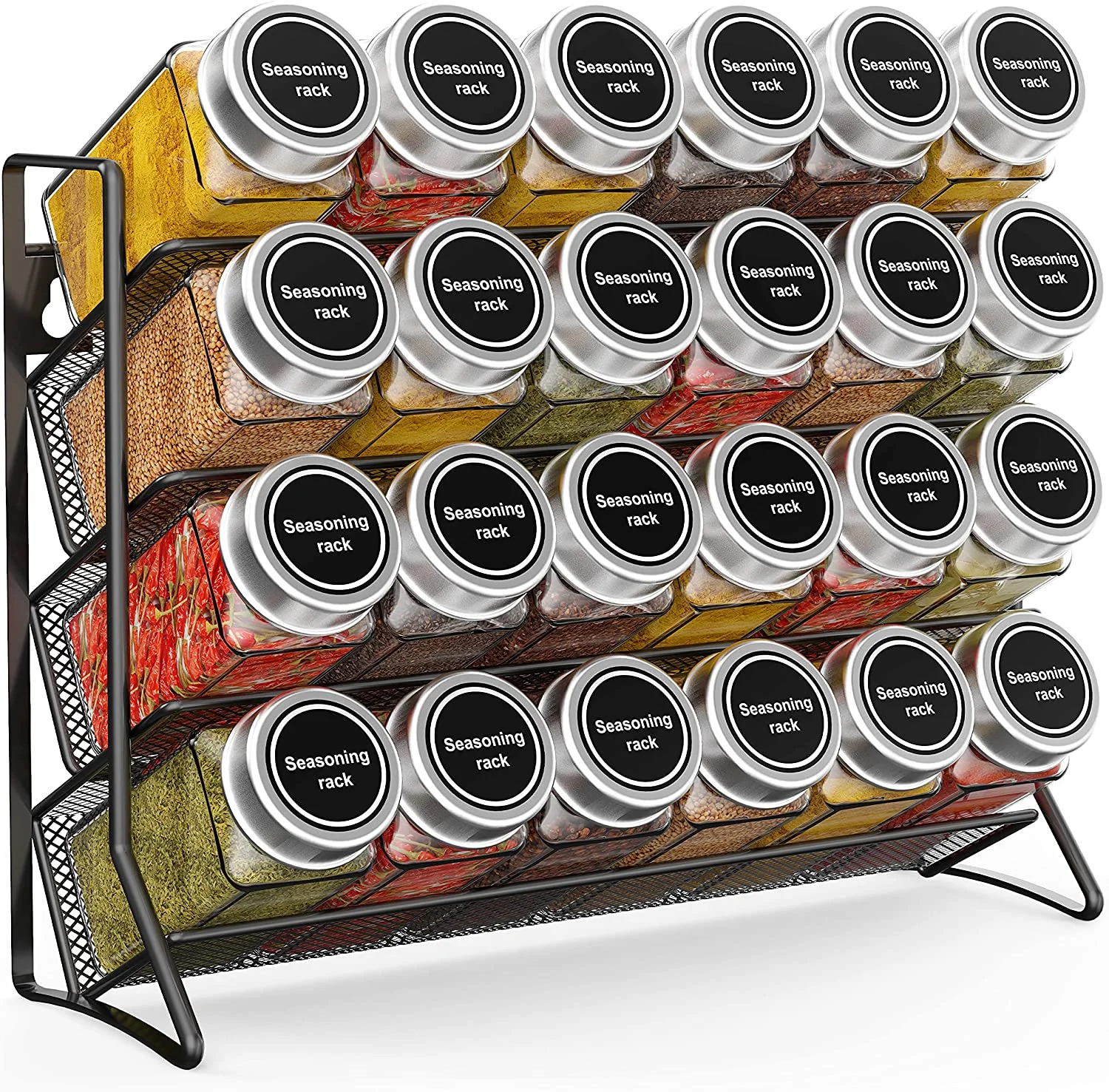Factory customized 3 tier Kitchen Storage Organizer Spice Rack  with floor and wall hanging options