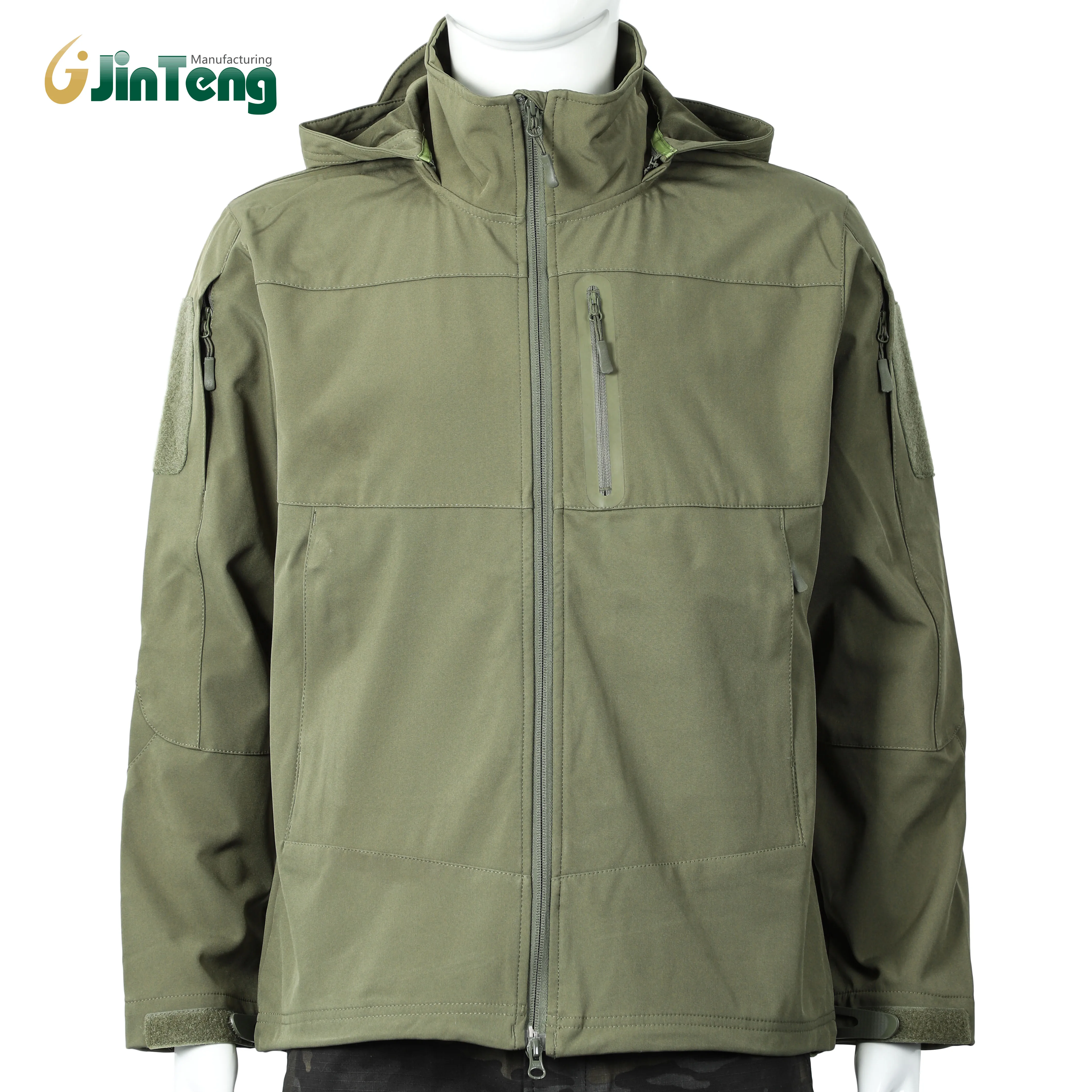 Unisex Tactical Windbreaker Hidden Edge Soft Shell Jacket with Zipper Closure Windproof Fleece Material Casual Style