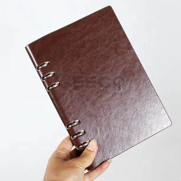  Пользовательский женский кожаный без даты 6 колец ежедневный Еженедельный ежемесячный планировщик Обложка вкладыши блокнот с листьями