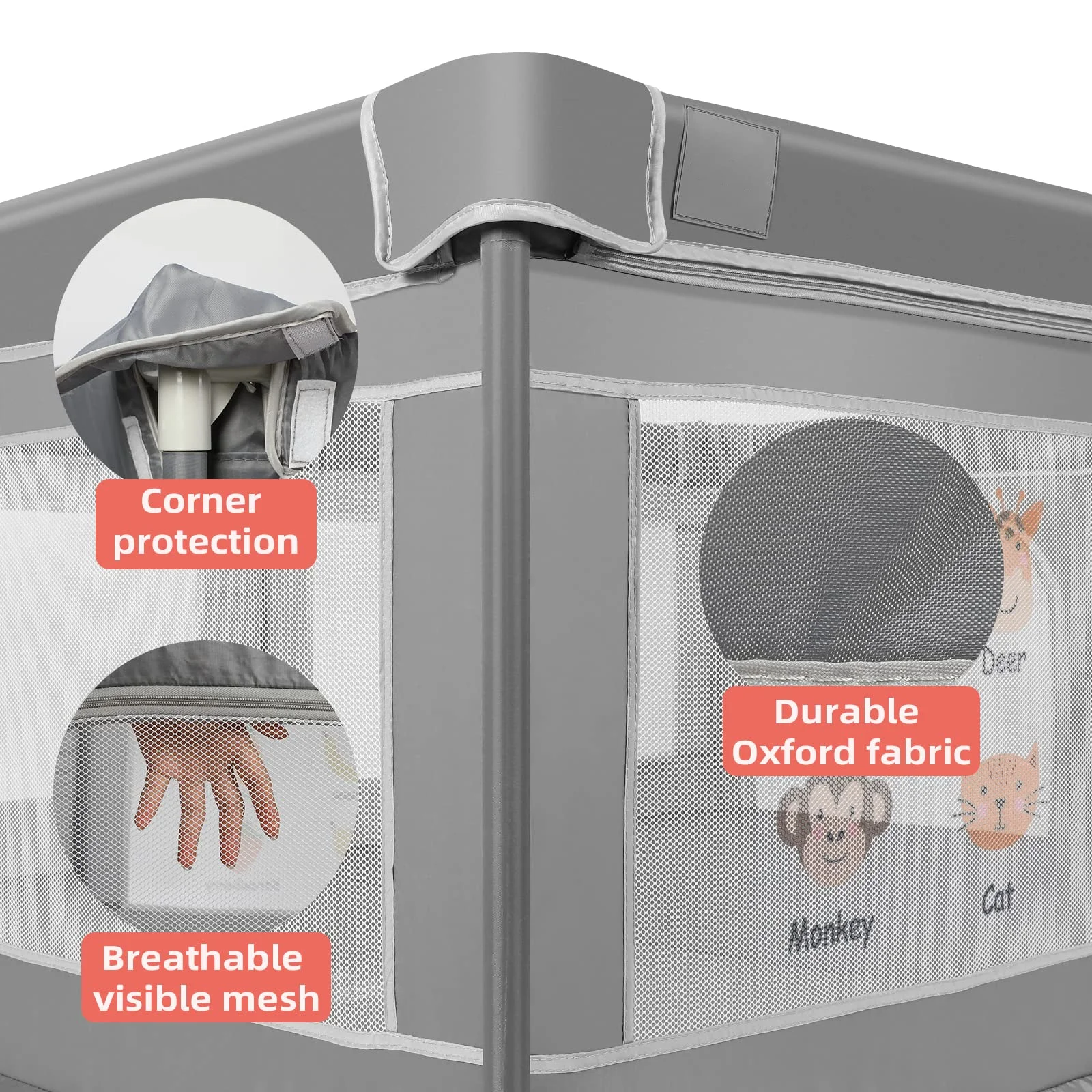 Kids Activity Center Breathable Safety Gate Playpen Baby Playpen Extra large playpen for babies and toddlers with Hanging Basket