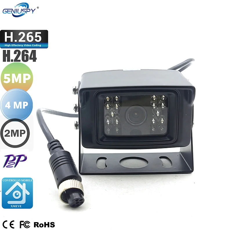 5MP 2MP 4MP 6Pin Aviation Motion Detection Night Vision Waterproof IP66 HD Rear View IR CCTV IP Camera Car Mining Vehicle Fleet