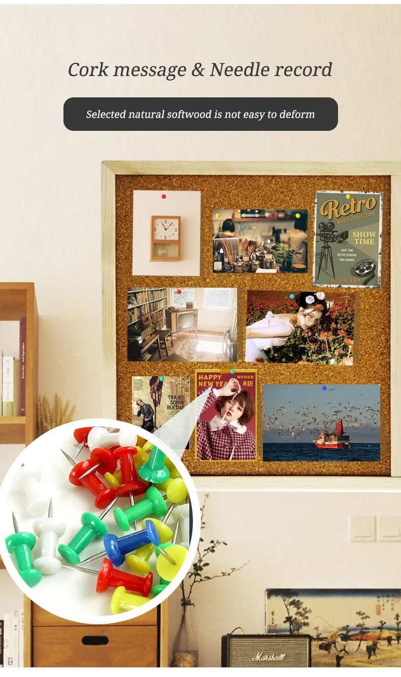 New Design Natural Color Cork Board Decorate Eco-Friendly Cork Bulletin Board