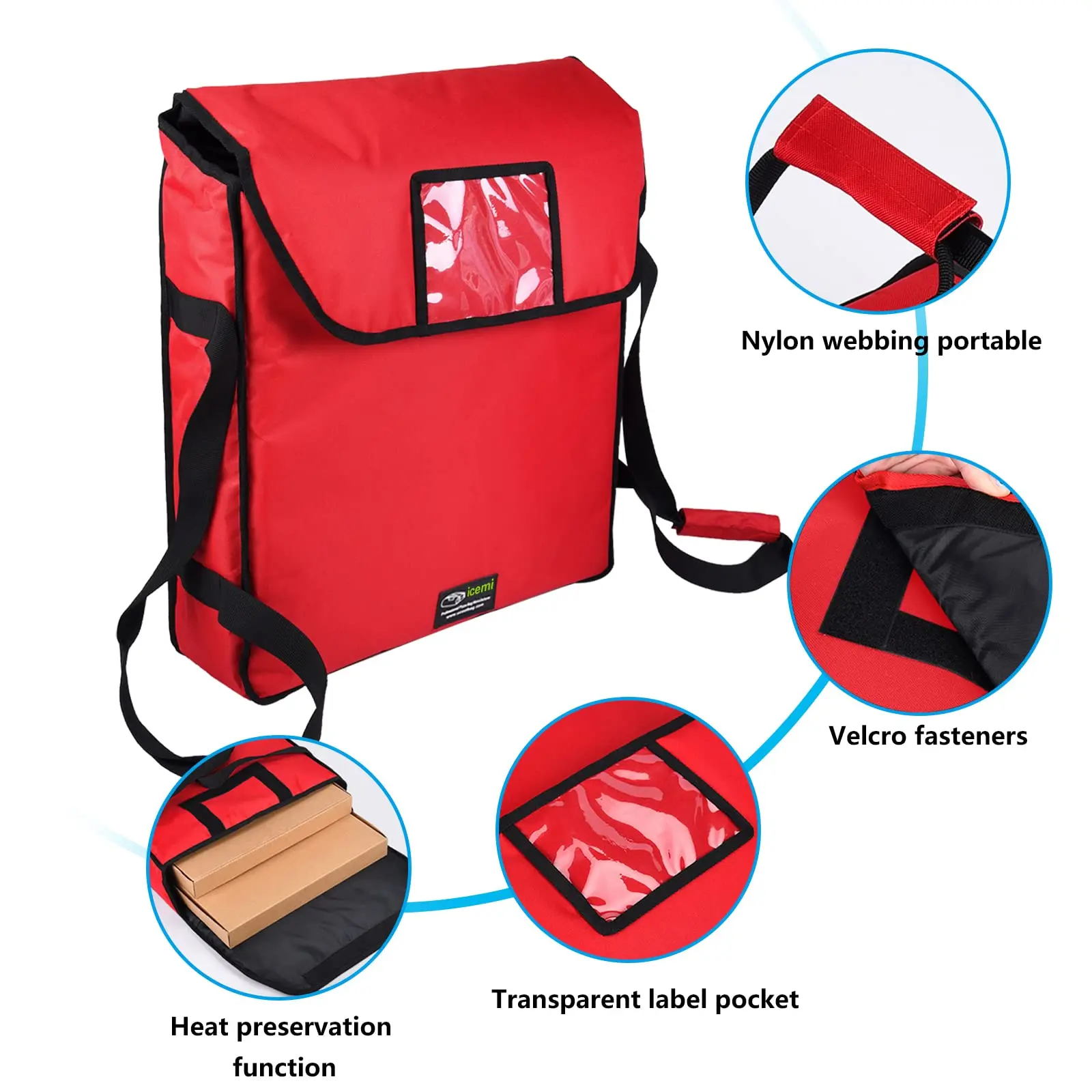 Customization Large Capacity Waterproof Reusable Insulated Pizza Delivery Bag Oxford Fabric Food Carry Bags For Outdoor Hiking