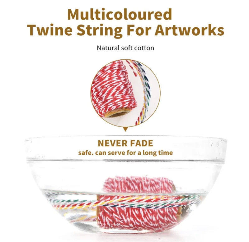 Colourful Multi Purpose Cotton Bakers Twine Cords for DIY Crafts Gift Wrapping Christmas