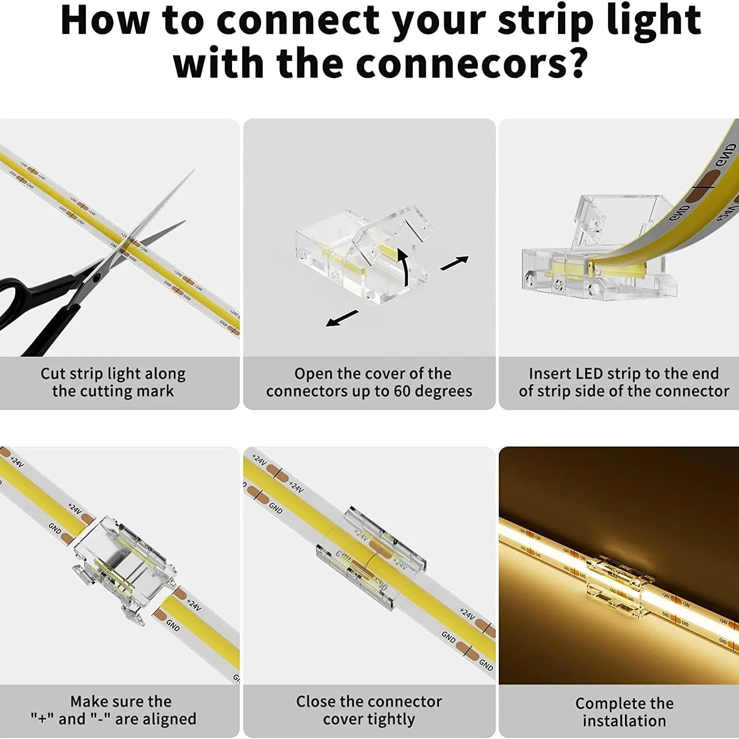5MM 8MM 10MM Seamless Plastic Board to Board to Wire 12V 24V 2Pin Connecting Strip Light Solderless