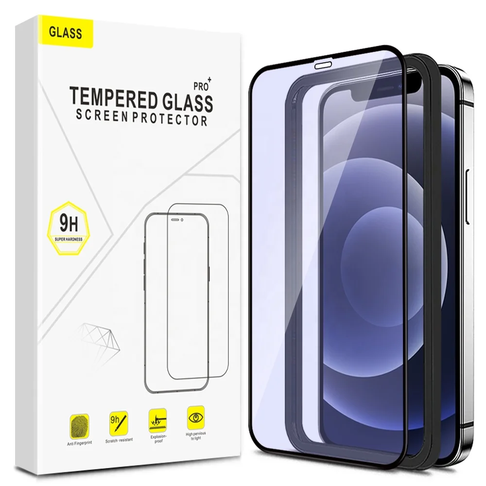 9H полная проклейка 2.5D шелковая печать защита от синего света закаленное стекло Защита для экрана для Iphone 12 13 14 Pro Max