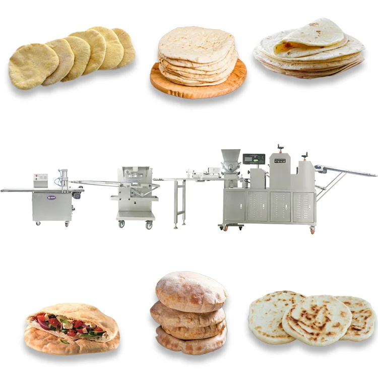 
Fully automatic high capacity Chapati Pita Tortilla Roti bread Lavash making machine with natual gas oven 