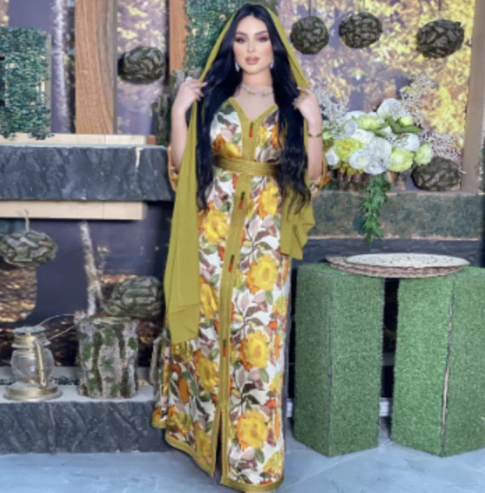 Floral Ethnic Clothing Ribbon Maxi Dress Women Muslim Hijab Long Sleeve Loose Arabic Luxury Abaya Dubai Islam Moroccan Kaftan